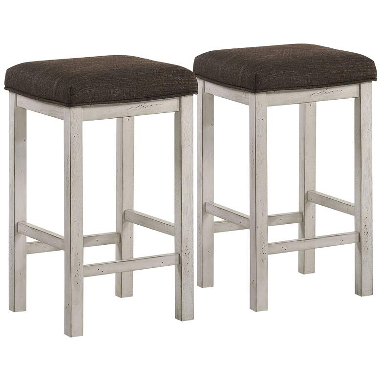Image 1 Tryste 24" Antique White Wood Counter Stools Set of 2