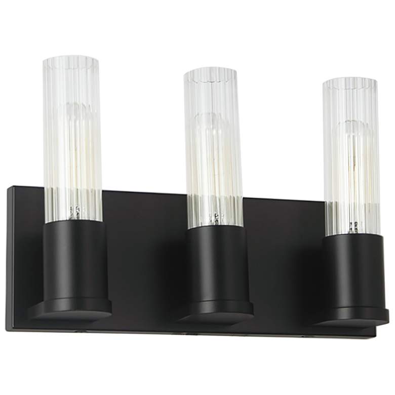 Image 1 Tube 12.75" Wide 3 Light Matte Black Vanity Light