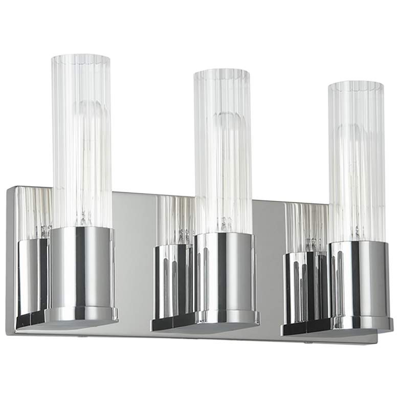 Image 1 Tube 12.75" Wide 3 Light Polished Chrome Vanity Light