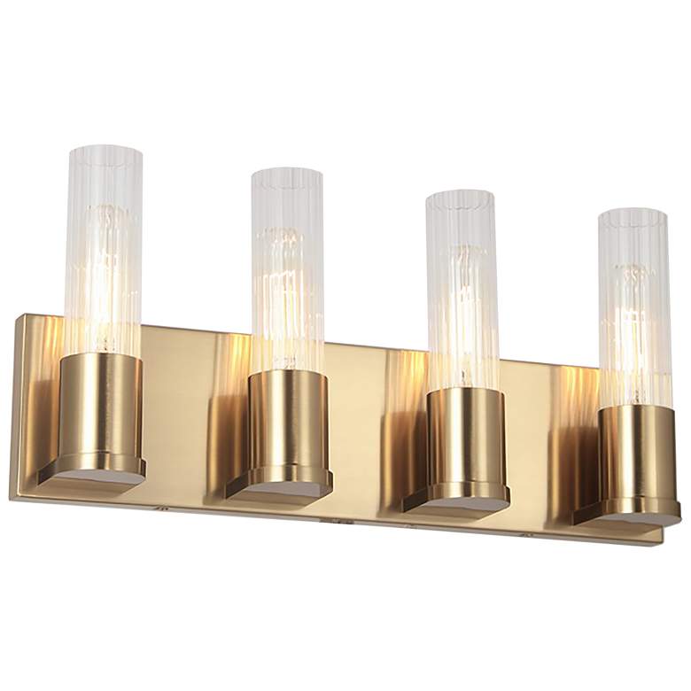 Image 1 Tube 17.25" Wide 4 Light Aged Brass Vanity Light