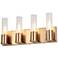 Tube 17.25" Wide 4 Light Aged Brass Vanity Light