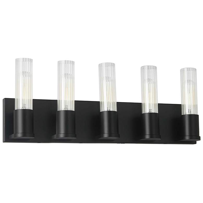 Image 1 Tube 22" Wide 5 Light Matte Black Vanity Light