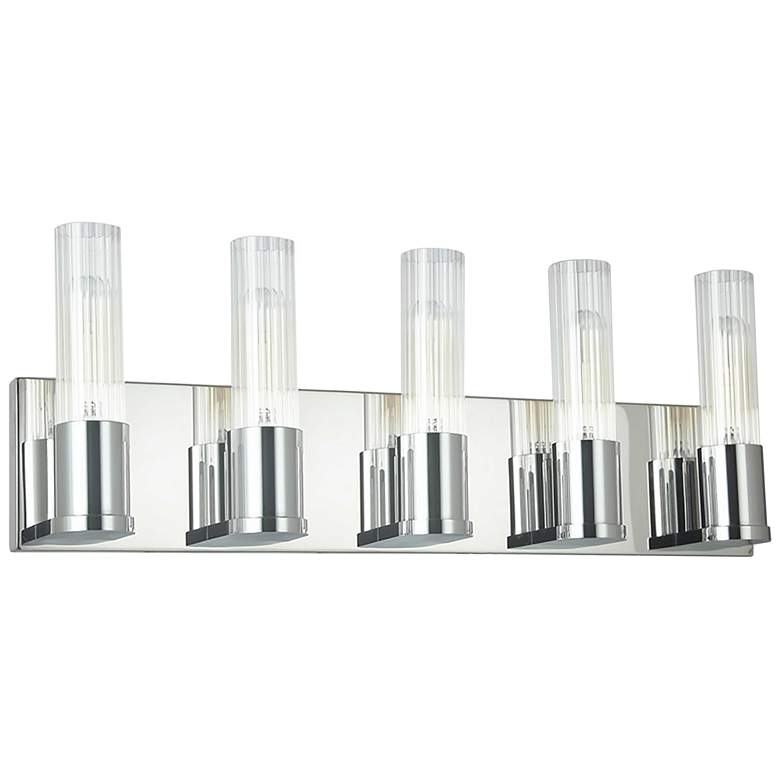 Image 1 Tube 22" Wide 5 Light Polished Chrome Vanity Light