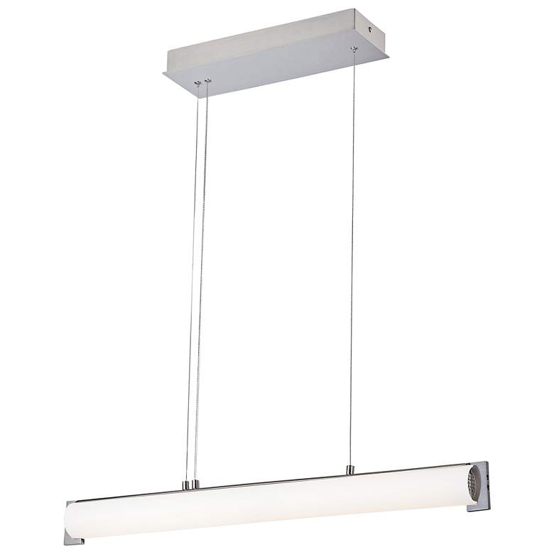 Image 4 Tube 30"W Brushed Nickel LED Kitchen Island Light Pendant more views
