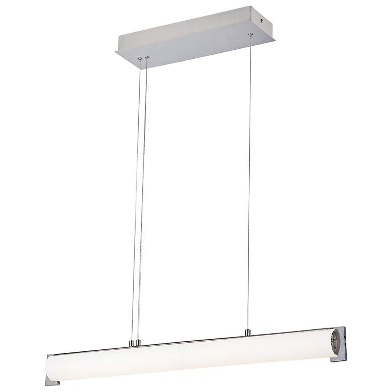 Image 4 Tube 30 inchW Brushed Nickel LED Kitchen Island Light Pendant more views