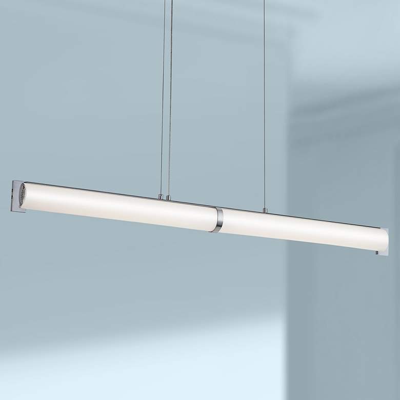 Image 1 Tube 42 inchW Brushed Nickel LED Kitchen Island Light Pendant