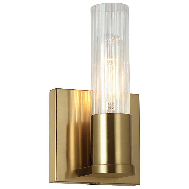 Image 1 Tube 8 inch High Aged Brass Wall Sconce
