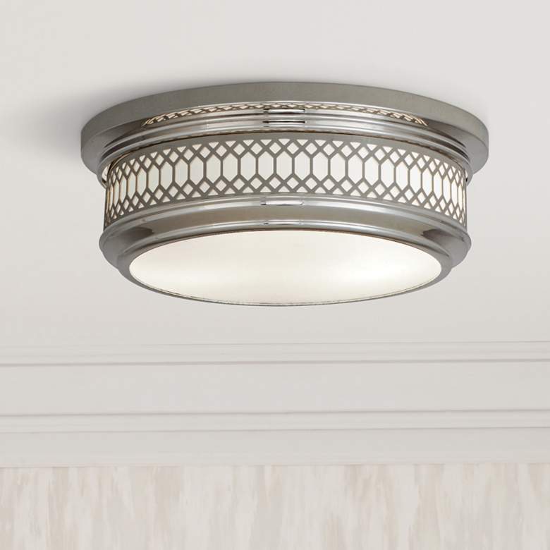 Image 1 Tucker 10 3/4 inchW Polished Nickel Ceiling Light