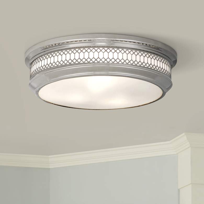 Image 1 Tucker 15 3/4 inchW Polished Nickel Ceiling Light