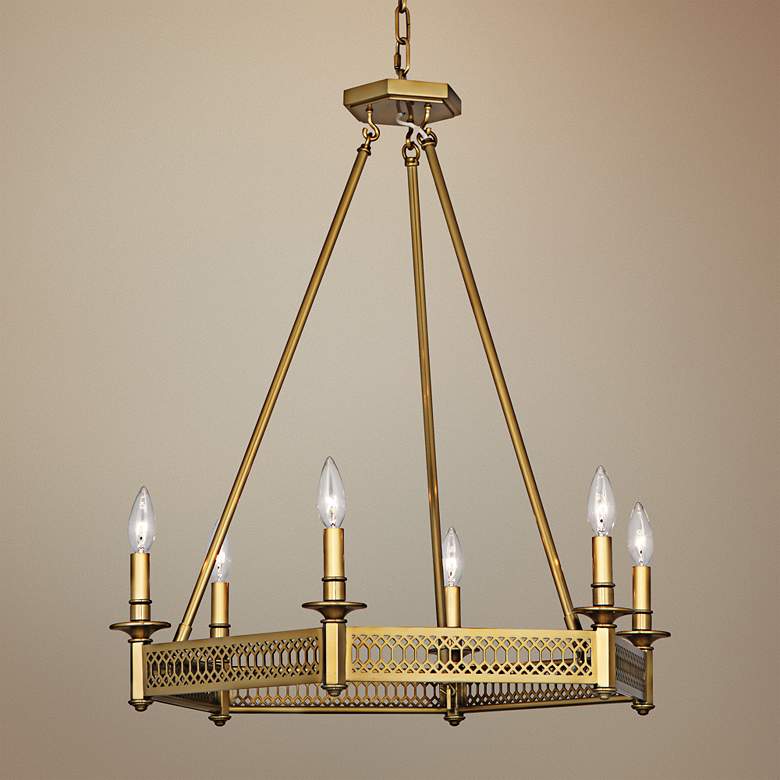 Image 1 Tucker 26 3/4 inchW Antique Brass Octagonal Chandelier