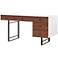Tucker 60" Wide White Lacquer and Brown 5-Drawer Wood Desk