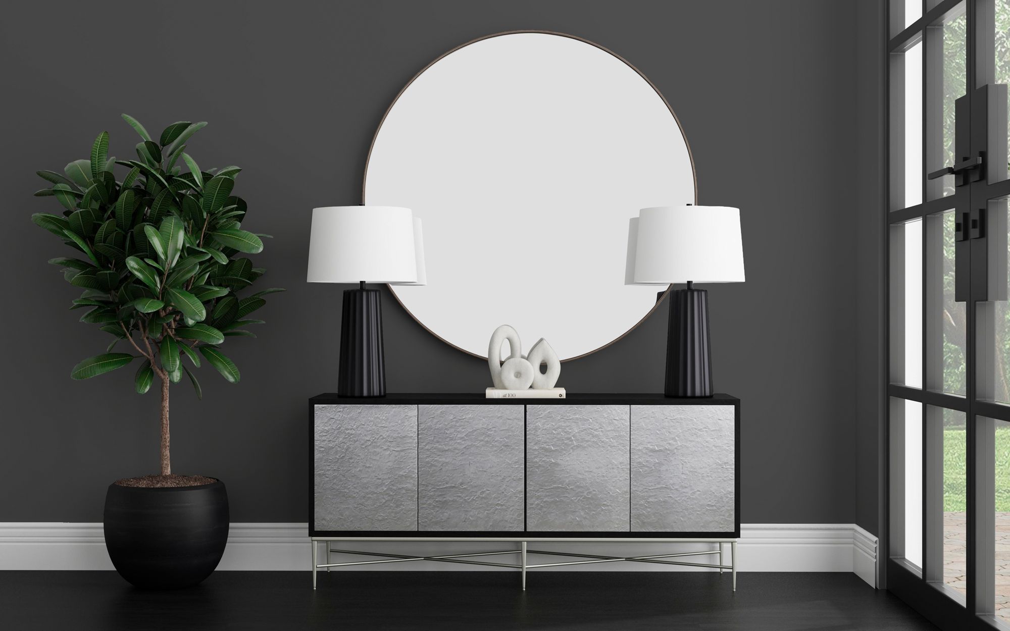 Image 5 Tucker Antique Gold 72" Oversized Round Wall Mirror more views