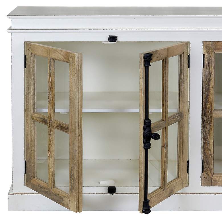 Image 3 Tucker White and Natural Four Door Credenza with Clear Tempered Glass more views