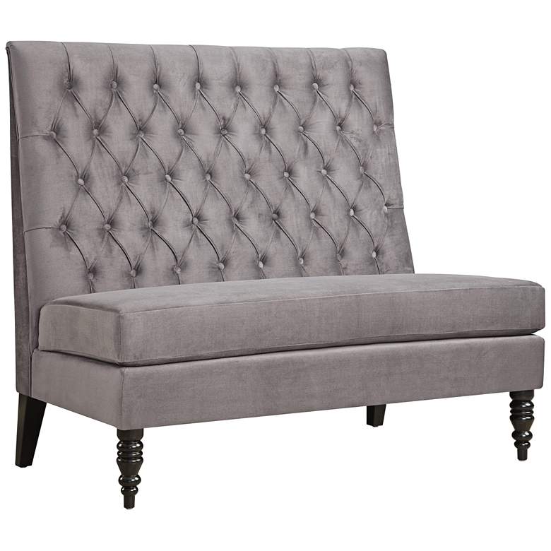 Image 1 Tucra Skylark Silver Velvet Upholstered Tufted Settee