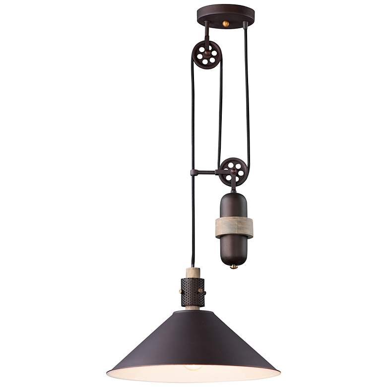 Image 1 Tucson 1 Light 16 inch Wide Oil Rubbed Bronze/Weathered Wood Pendant Light