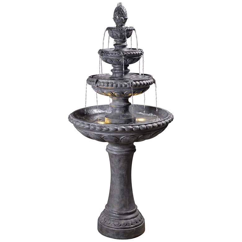 Image 1 Tucson 65" High Zinc 4-Tier Outdoor LED Floor Fountain
