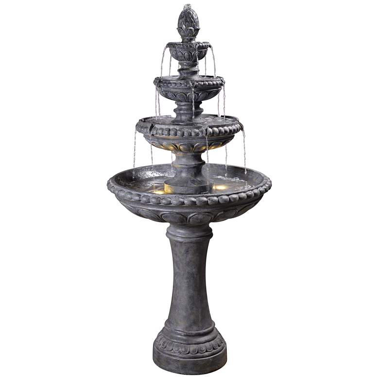 Image 1 Tucson 65 inch High Zinc 4-Tier Outdoor LED Floor Fountain