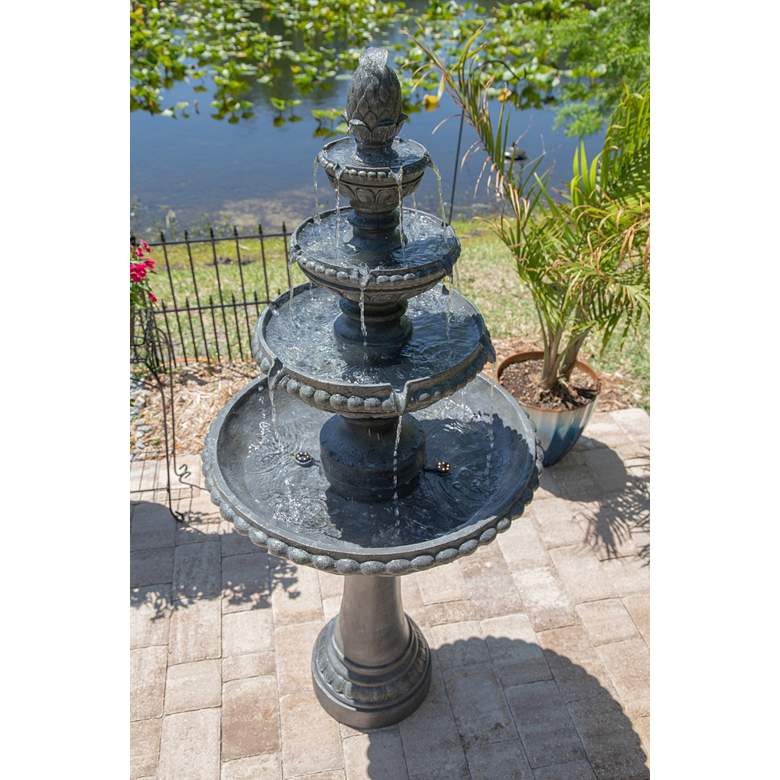 Tucson 65 inch High Zinc 4-Tier Outdoor LED Floor Fountain more views