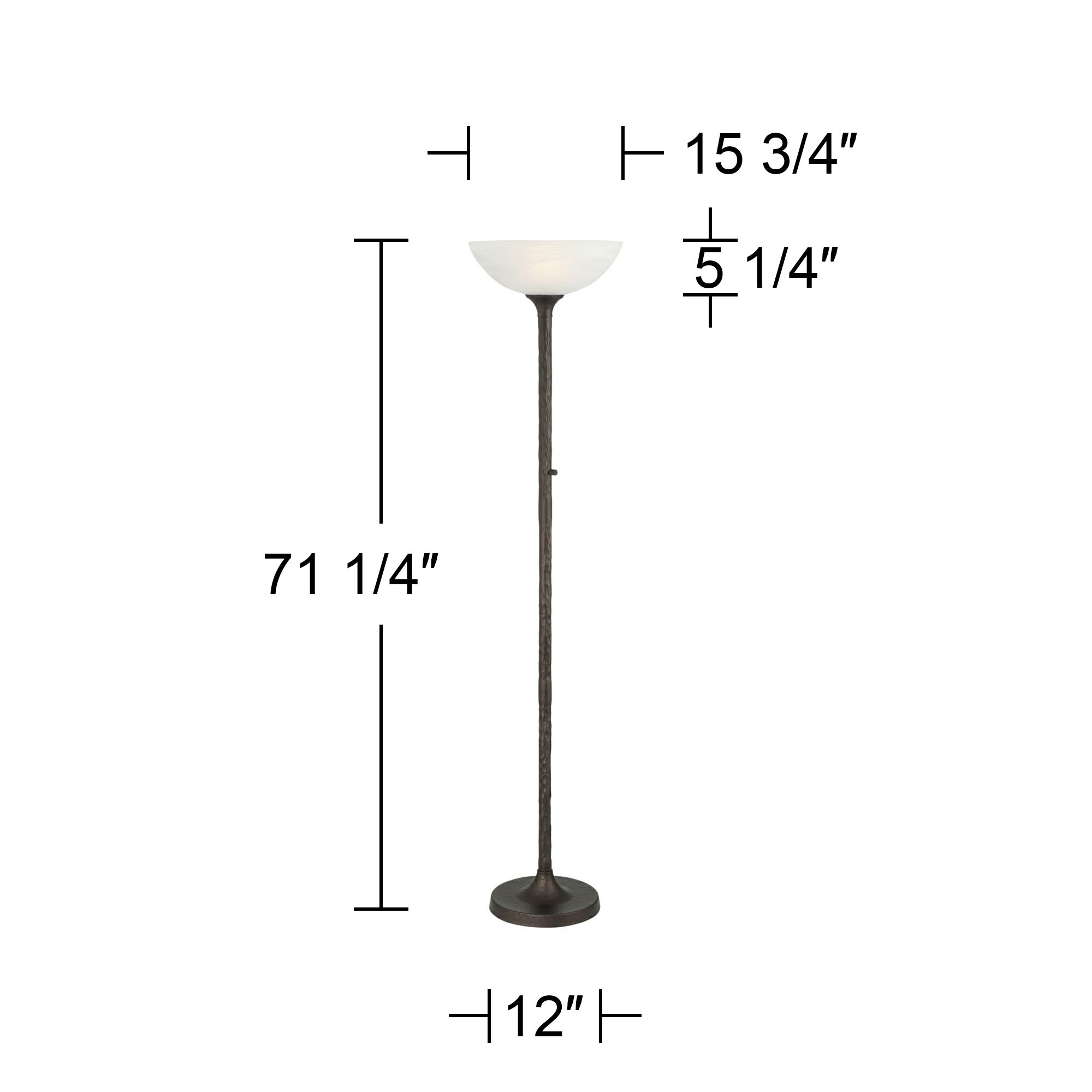 Tucson 71 1/4"H Hammered Bronze Alabaster Glass Torchiere Floor Lamp in scene