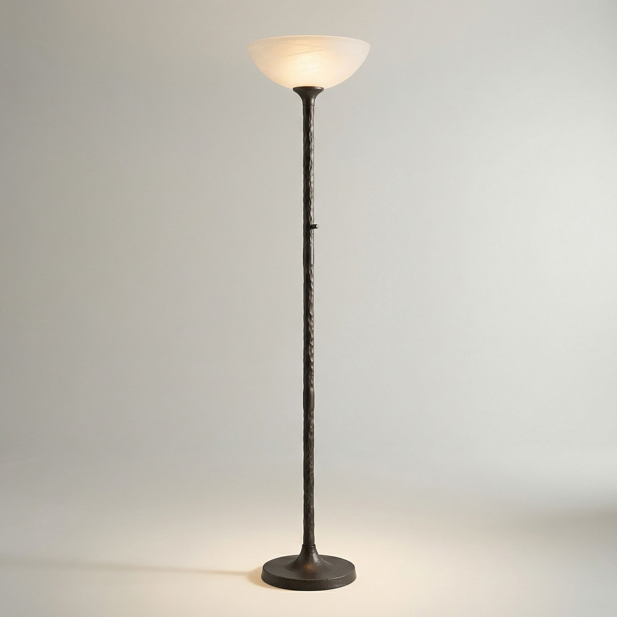 Tucson 71 1/4"H Hammered Bronze Alabaster Glass Torchiere Floor Lamp in scene