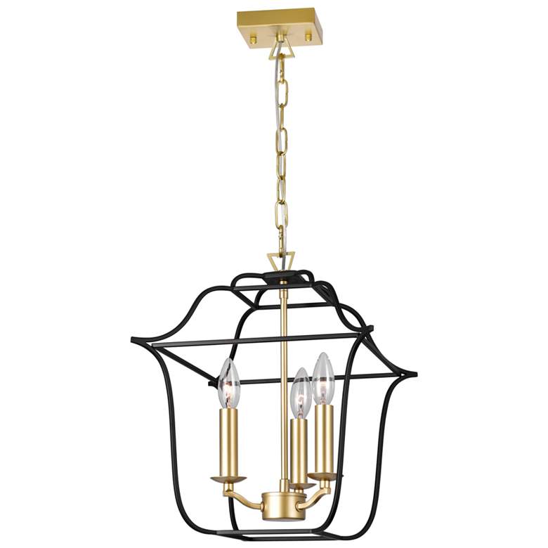 Image 1 Tudor 3 Light Pendant With Satin Gold & Black Finish