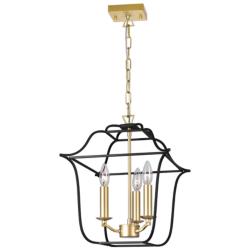 Tudor 3 Light Pendant With Satin Gold & Black Finish