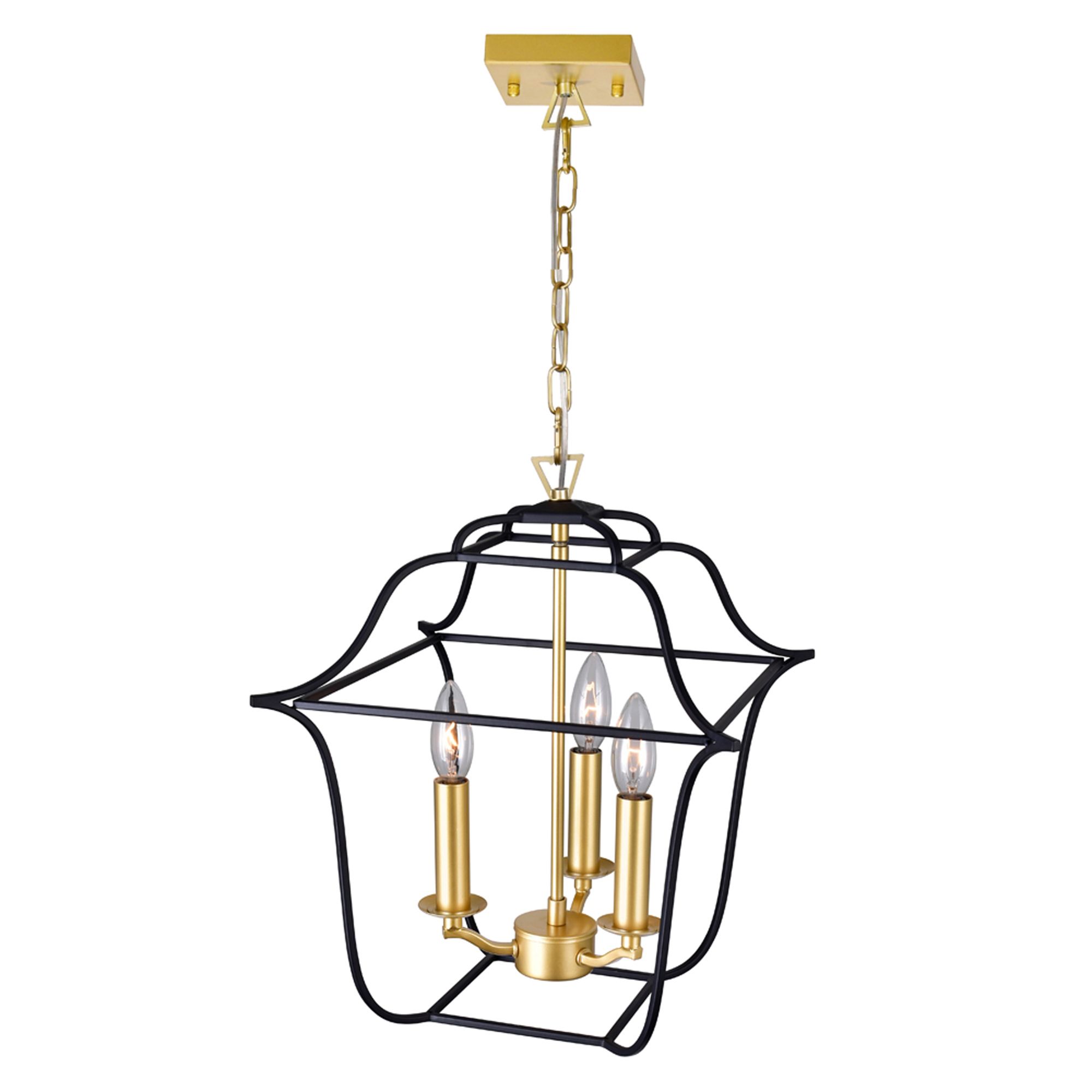 Image 4 Tudor 3 Light Pendant With Satin Gold & Black Finish more views