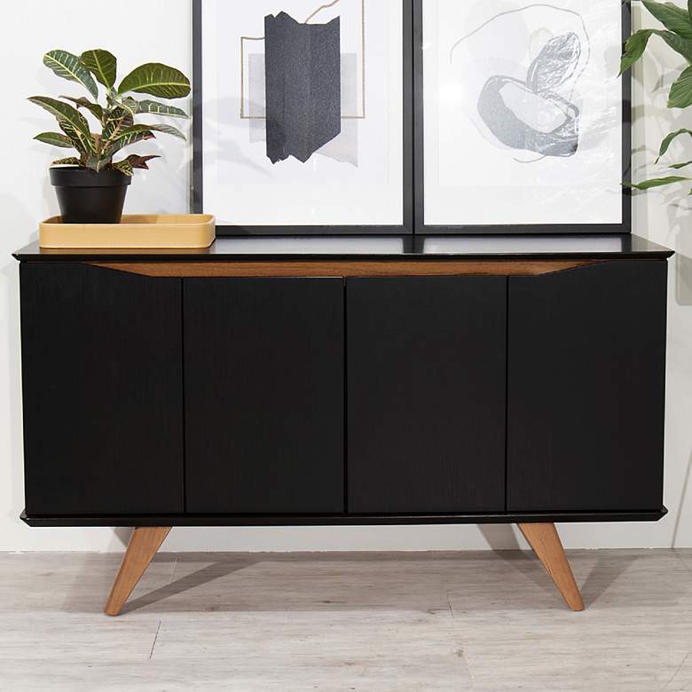 Image 1 Tudor 53 1/4" Wide Matte Black Wood 4-Door Sideboard