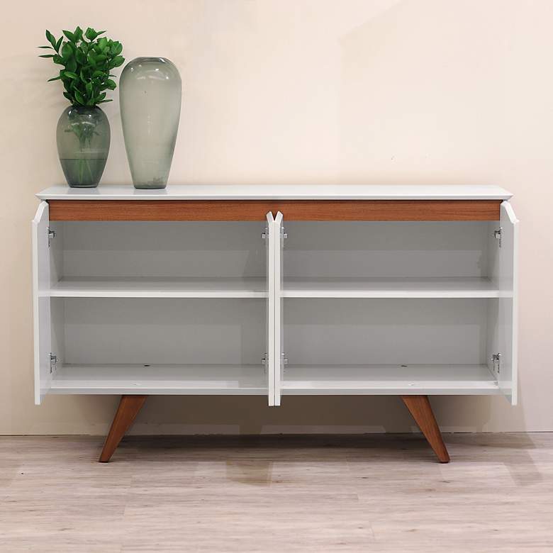 Image 4 Tudor 53 1/4" Wide Matte White Wood 4-Door Sideboard more views