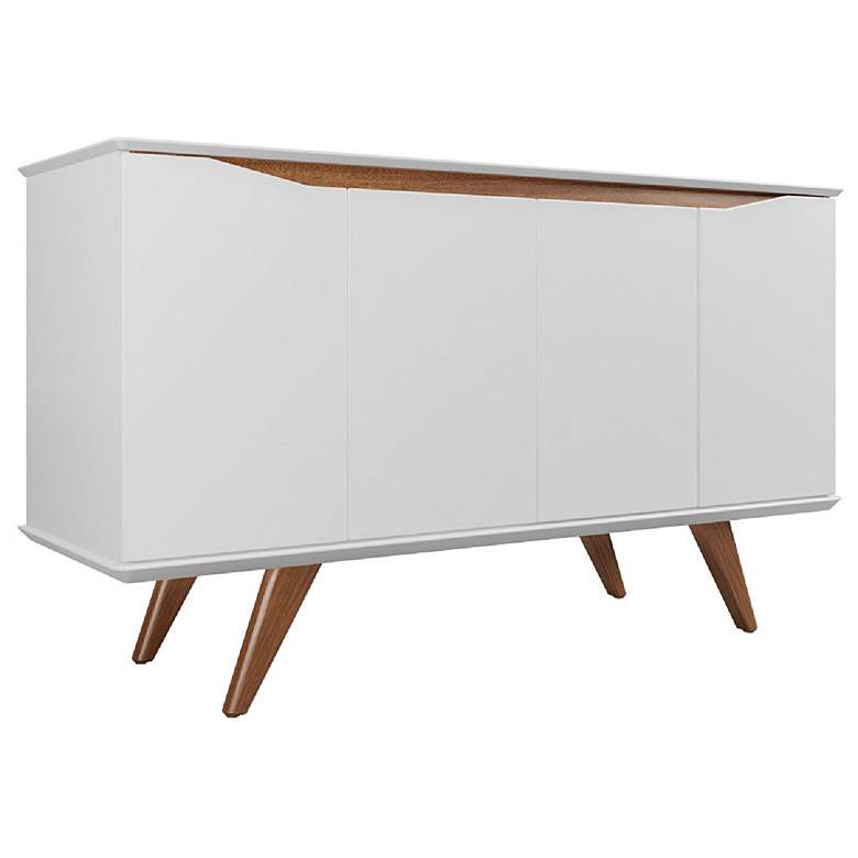 Image 5 Tudor 53 1/4 inch Wide Matte White Wood 4-Door Sideboard more views