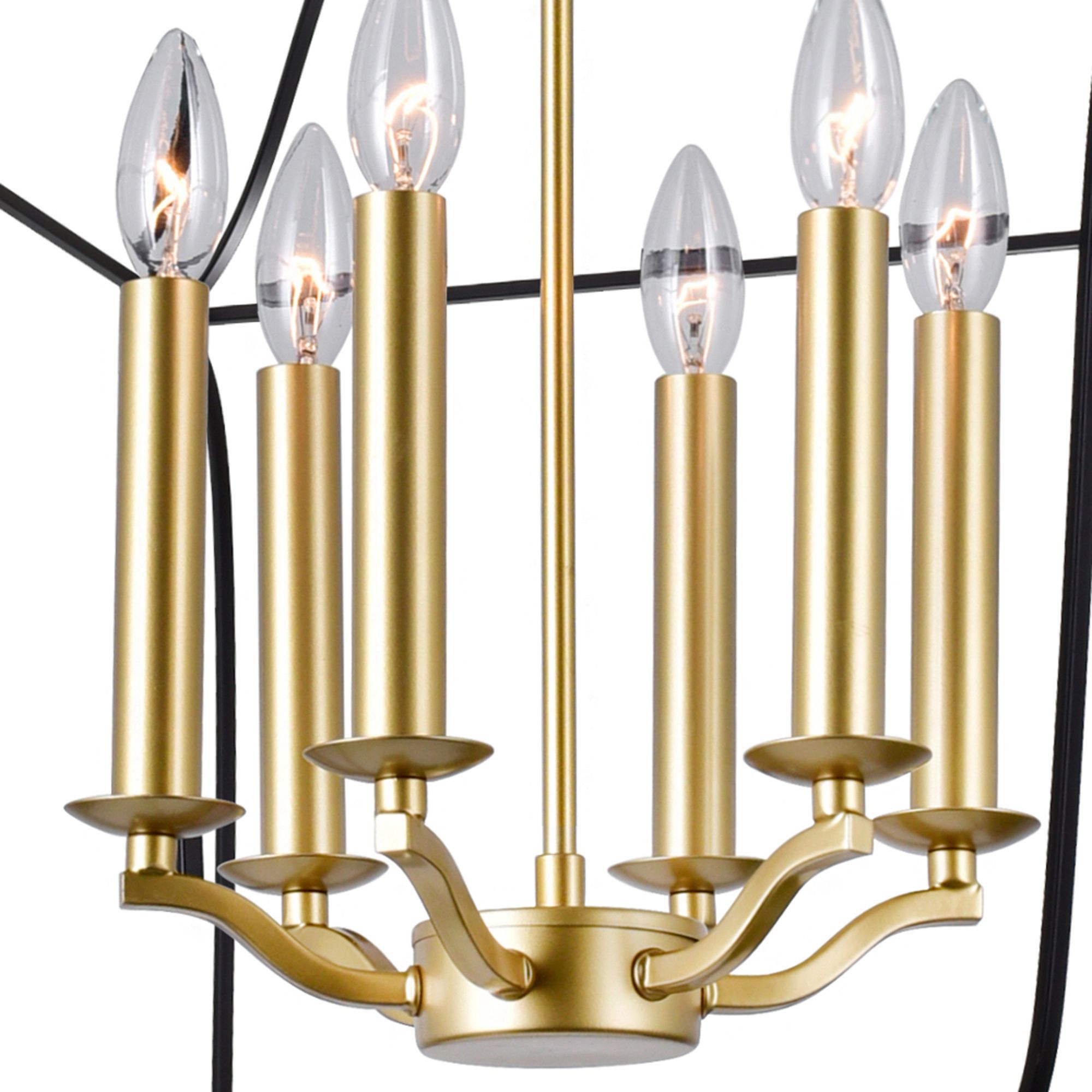 Image 2 Tudor 6 Light 20in Satin Gold & Black Chandelier more views