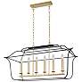 Tudor 6 Light Island/Pool Table Chandelier With Satin Gold & Black Fini