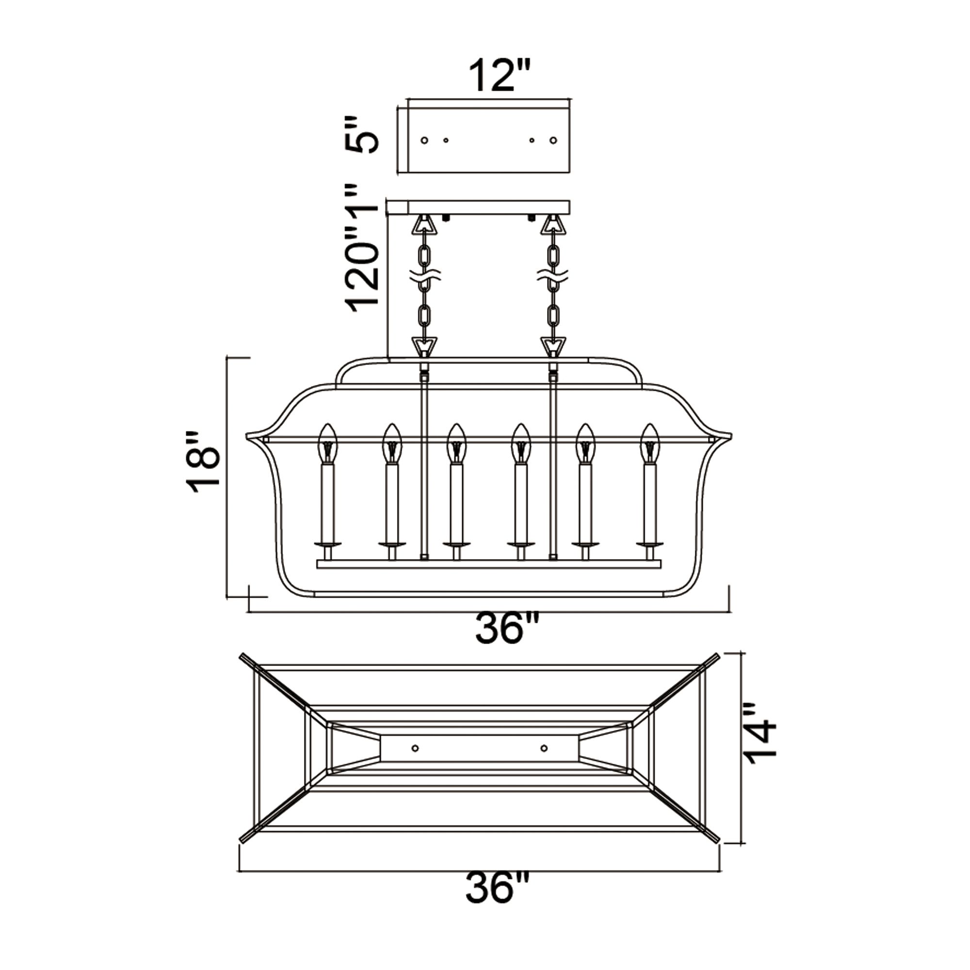 Tudor 6 Light Island/Pool Table Chandelier With Satin Gold & Black Fini