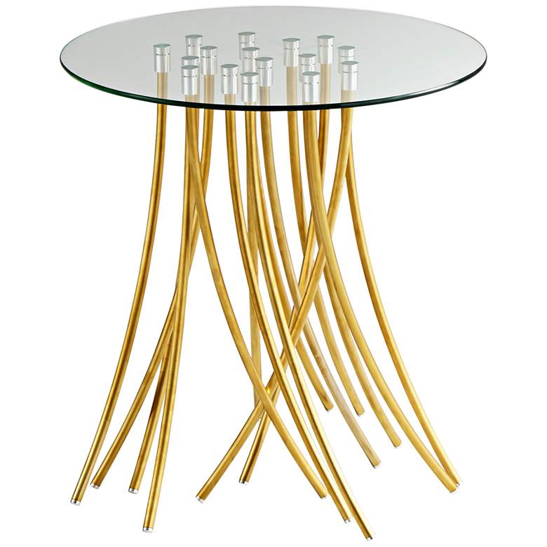 Image 1 Tuffoli 24 inch Wide Gold Spaghetti Base Modern Accent Table