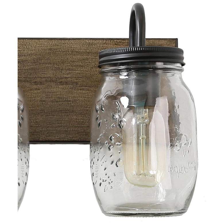 Image 2 Tuileiler 18"W Wooden Texture and Black 3-Light Bath Light more views