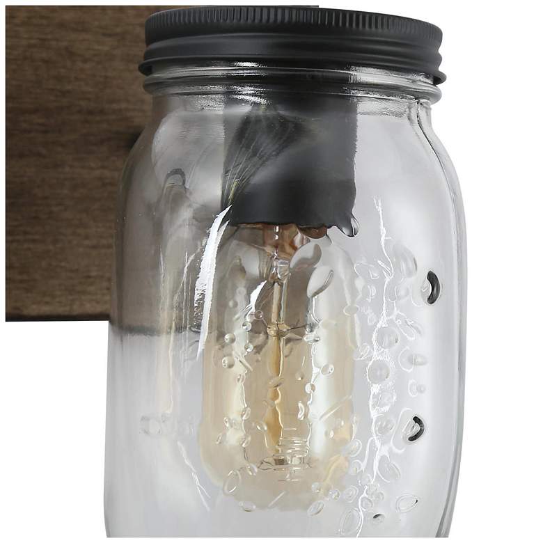 Image 4 Tuileiler 18"W Wooden Texture and Black 3-Light Bath Light more views