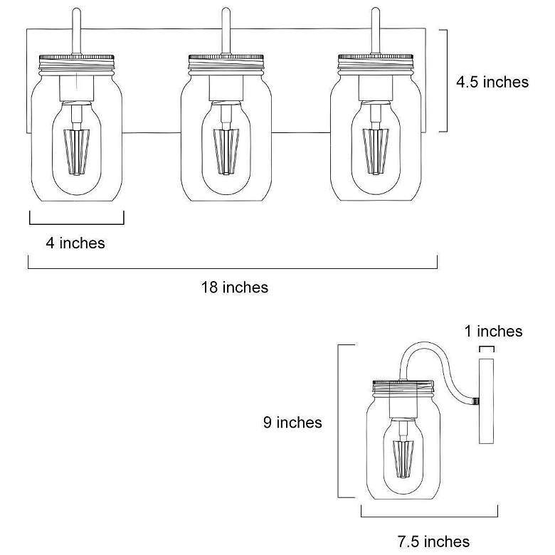 Image 5 Tuileiler 18"W Wooden Texture and Black 3-Light Bath Light more views