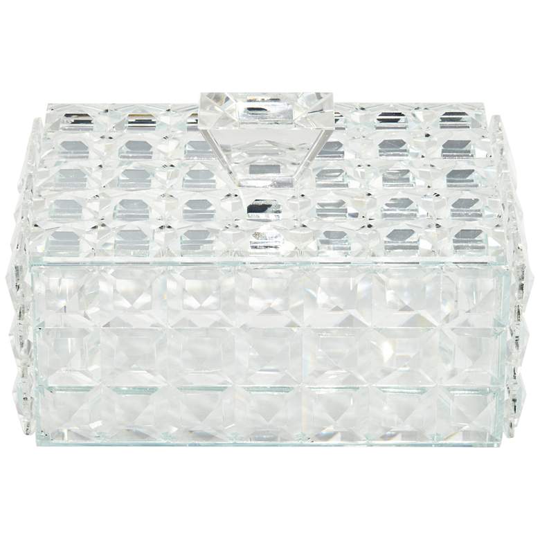 Image 1 Tuli 6 1/2"W Clear Glass Rectangular Jewelry Box with Lid