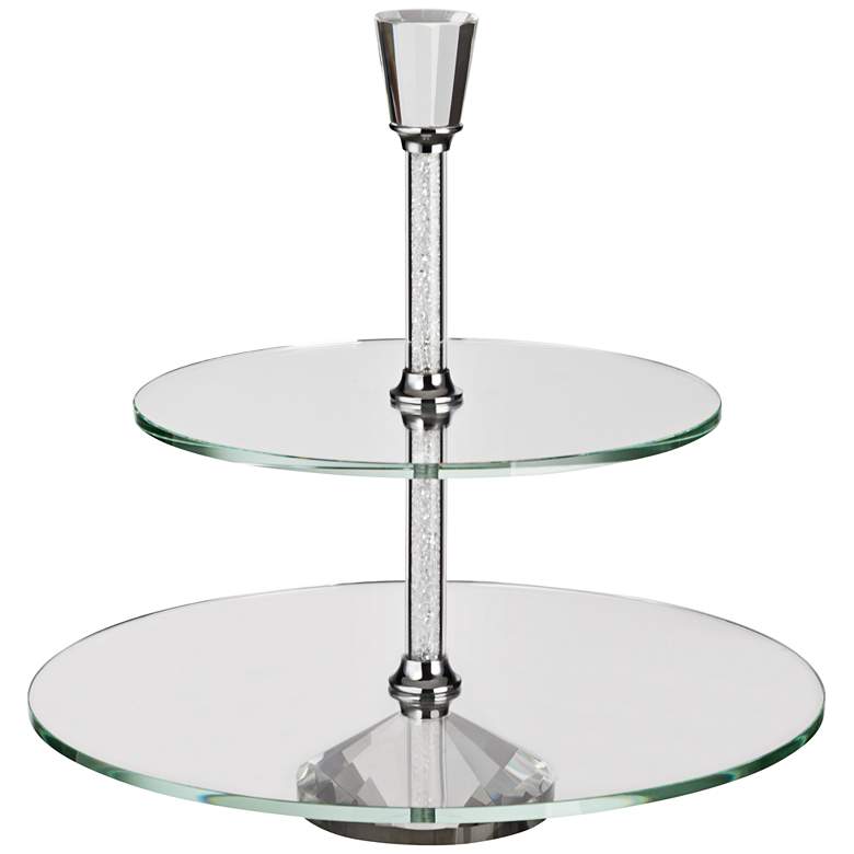 Image 1 Tulia Crystal 12 3/4 inch High 2-Tiered Cake Stand