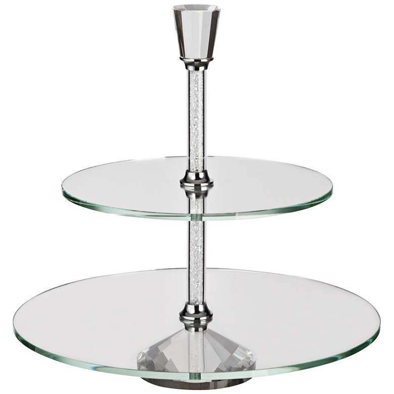 Image 1 Tulia Crystal 12 3/4" High 2-Tiered Cake Stand