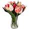 Tulip 12 1/2" Wide Faux Silk Flowers in Clear Glass Vase