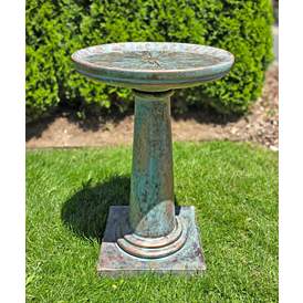 Image1 of Tulip Bouquet 28" High Bronze Patina Outdoor Bird Bath