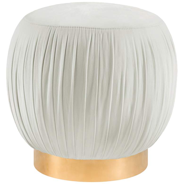 Image 1 Tulip Cream Velvet Round Ottoman