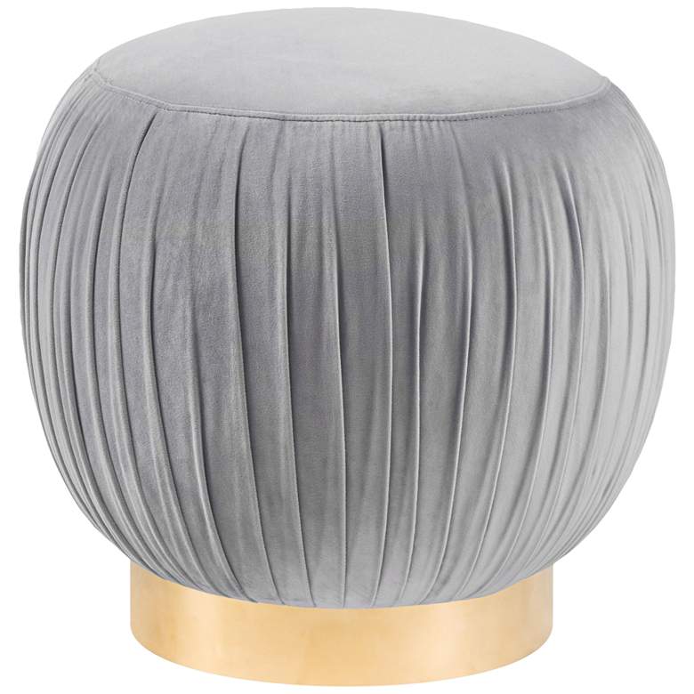 Image 1 Tulip Gray Velvet Round Ottoman