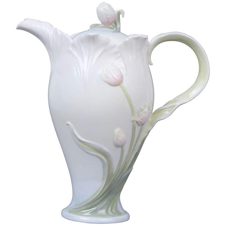 Image 1 Tulip Green and Ivory Porcelain Coffee Pot