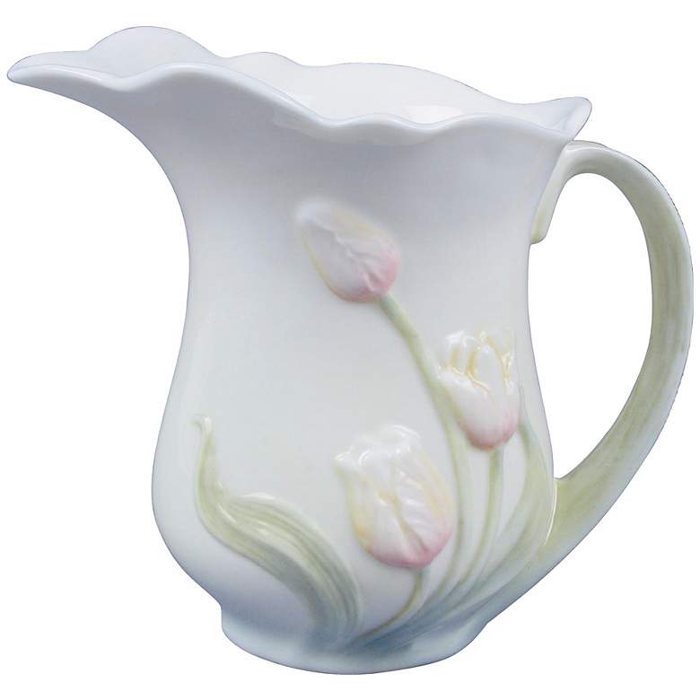 Image 1 Tulip Green and Ivory Porcelain Creamer