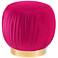 Tulip Pink Velvet Round Ottoman