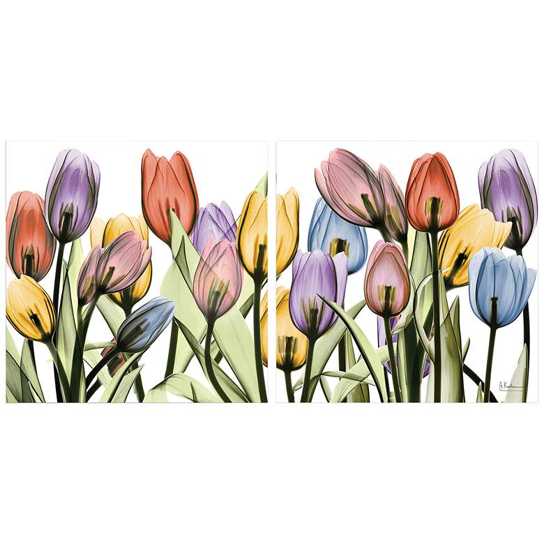 Image 2 Tulip Scape 48" Wide 2-Piece Tempered Glass Wall Art Set