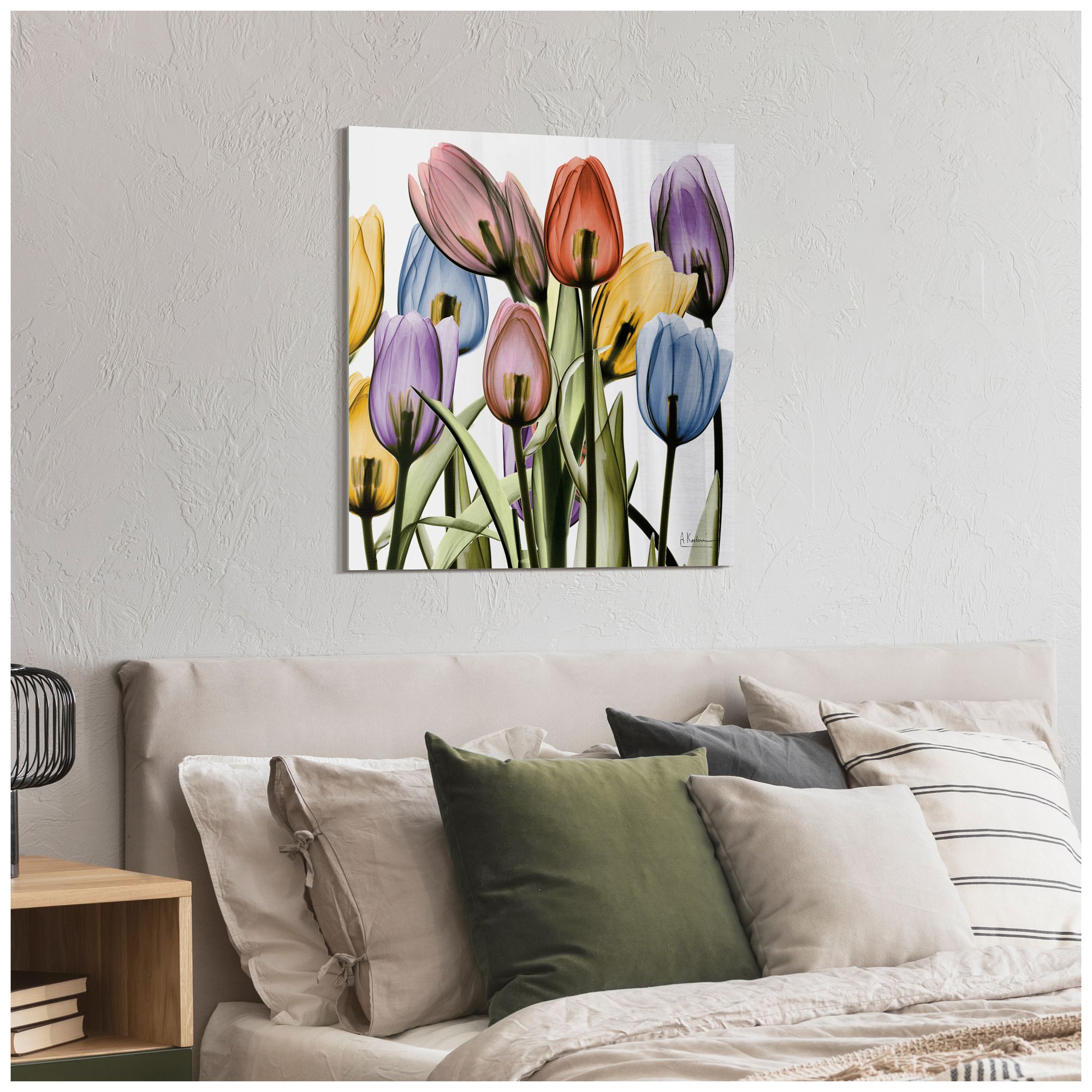Tulip Scape x-ray II" Frameless Tempered Glass Panel Graphic Wall Art