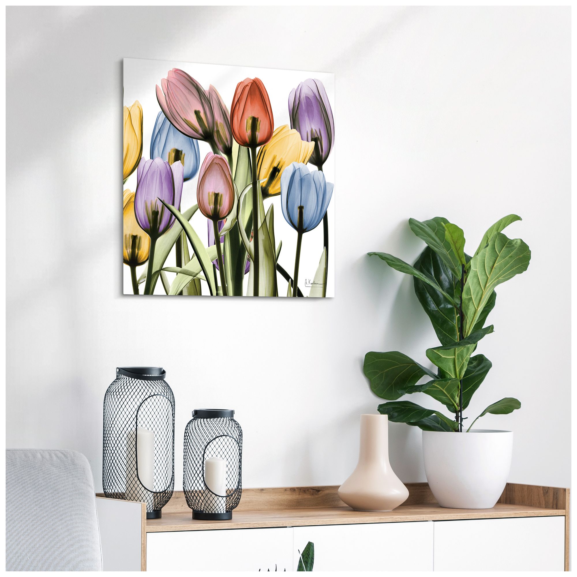 Image 6 Tulip Scape x-ray II" Frameless Tempered Glass Panel Graphic Wall Art more views